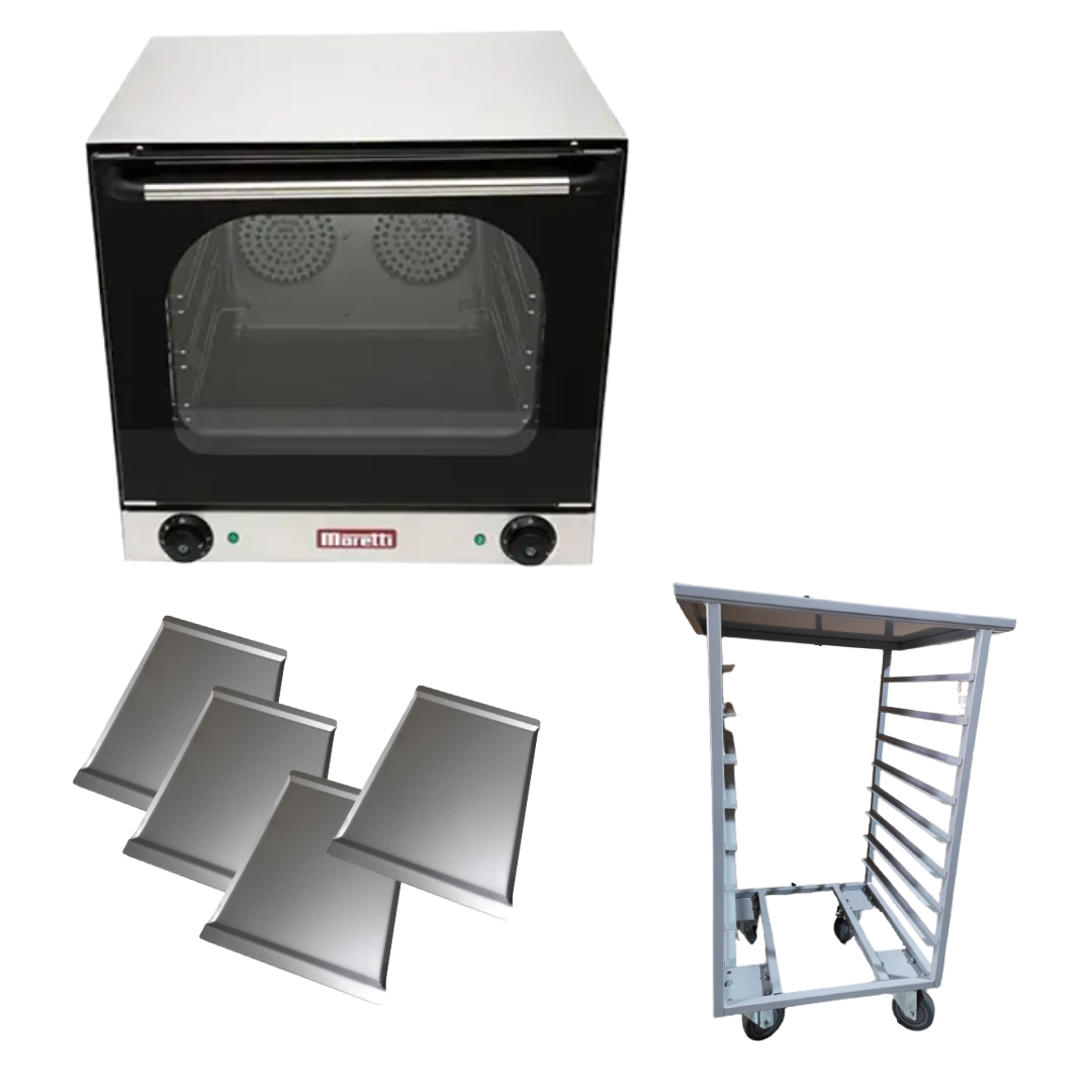 Horno Convector Eléctrico DELI con 4 bandejas + Base con Ruedas – MORETTI